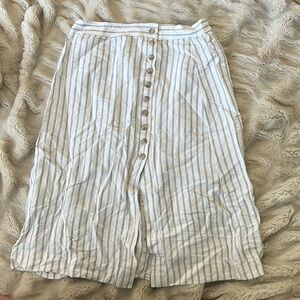 Madewell linen pinstripe midi skirt